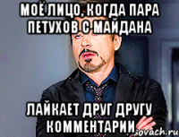 Моё лицо, когда пара петухов с майдана лайкает друг другу комментарии