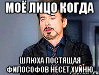 Моё лицо когда Шлюха постящая философов несет хуйню