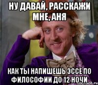 ну давай, расскажи мне, Аня как ты напишешь эссе по философии до 12 ночи