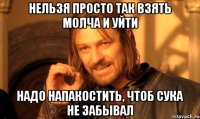 нельзя просто так взять молча и уйти надо напакостить, чтоб сука не забывал