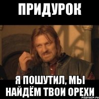 придурок я пошутил, мы найдём твои орехи