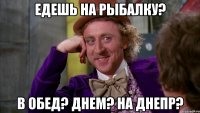 едешь на рыбалку? в обед? днем? на днепр?