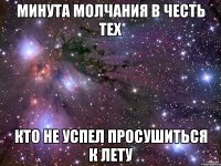минута молчания в честь тех кто не успел просушиться к лету
