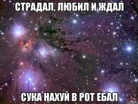 Страдал, любил и ждал сука нахуй в рот ебал