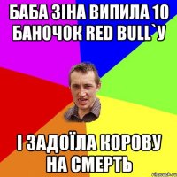 Баба Зіна випила 10 баночок Red Bull`у і задоїла корову на смерть