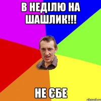 в неділю на шашлик!!! не єбе