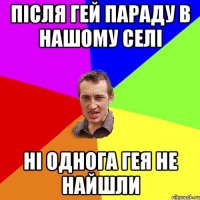 Після гей параду в нашому селі ні однога гея не найшли