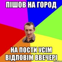 пішов на город на пости усім відповім ввечері