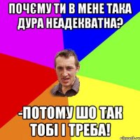 ПОЧЄМУ ТИ В МЕНЕ ТАКА ДУРА НЕАДЕКВАТНА? -ПОТОМУ ШО ТАК ТОБІ І ТРЕБА!