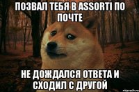 Позвал тебя в Assorti по почте Не дождался ответа и сходил с другой