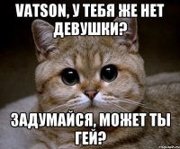 Vatson, у тебя же нет девушки? Задумайся, может ты гей?