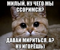 Милый, ну чего мы ссоримся? Давай мириться, а? Ну Игорёшь)