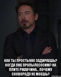  как ты простыню задираешь? когда уже пропылесосим? на плите ржавчина... почему сковороду не моешь?