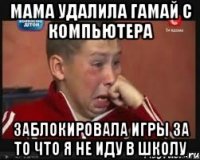 мама удалила гамай с компьютера заблокировала игры за то что я не иду в школу