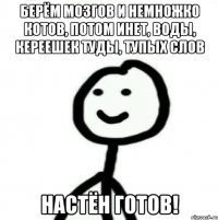 Берём мозгов и немножко котов, потом инет, воды, кереешек туды, тупых слов Настён готов!