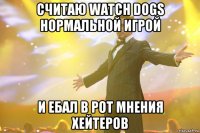 Считаю watch dogs нормальной игрой И ебал в рот мнения хейтеров