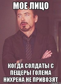 Мое лицо Когда солдаты с пещеры голема нихрена не привозят