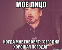 МОЕ ЛИЦО КОГДА МНЕ ГОВОРЯТ: "СЕГОДНЯ ХОРОШАЯ ПОГОДА!"