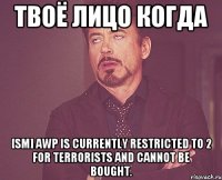 Твоё лицо когда [SM] AWP is currently restricted to 2 for Terrorists and cannot be bought.