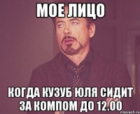 Мое лицо когда Кузуб Юля сидит за компом до 12.00