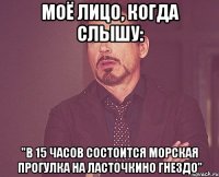 Моё лицо, когда слышу: "В 15 часов состоится морская прогулка на ласточкино гнездо"