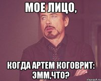 Мое лицо, когда Артем коговрит: эмм,что?