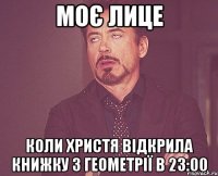 Моє лице Коли Христя відкрила книжку з геометрії в 23:00