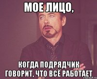 мое лицо, когда подрядчик говорит, что всё работает