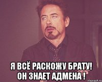  я всё раскожу брату! он знает адмена !