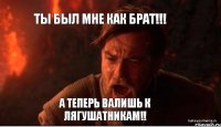 ты был мне как брат!!! А теперь валишь к Лягушатникам!!