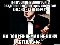 Ты просишь меня пробить владельцев по телефону и номерам ежедневно и не по разу Но попрежнему я не вижу стекл УФа.