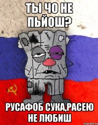 Ты чо не пьйош? русафоб сука,расею не любиш