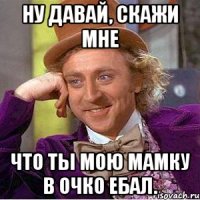 Ну давай, скажи мне Что ты мою мамку в очко ебал.