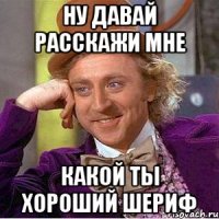 ну давай расскажи мне какой ты хороший шериф