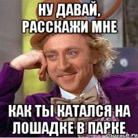 Ну давай, расскажи мне Как ты катался на лошадке в парке