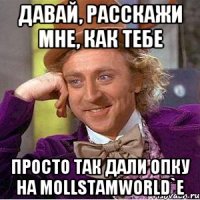 Давай, расскажи мне, как тебе просто так дали опку на MollStamWorld`е