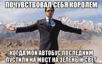 ПОЧУВСТВОВАЛ СЕБЯ КОРОЛЕМ КОГДА МОЙ АВТОБУС ПОСЛЕДНИМ ПУСТИЛИ НА МОСТ НА ЗЕЛЕНЫЙ СВЕТ