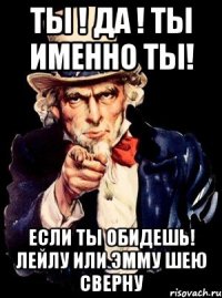 ты ! да ! ты именно ты! если ты обидешь! лейлу или эмму шею сверну