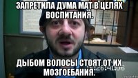 Запретила Дума мат В целях воспитания. Дыбом волосы стоят От их мозгоебания.