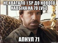 Не хватало 1 SP до нового навыка на 70 lvl'e Апнул 71