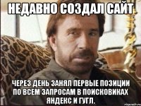 Недавно создал сайт Через день занял первые позиции по всем запросам в поисковиках яндекс и гугл.