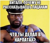 Виталя, почему не рассказываешь пацанам что ты делал в Карпатах?