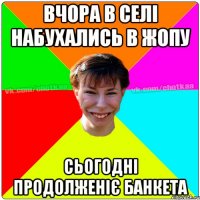 вчора в селі набухались в жопу сьогодні продолженіє банкета