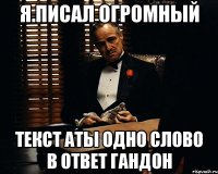 Я.писал огромный Текст аты одно слово в ответ гандон