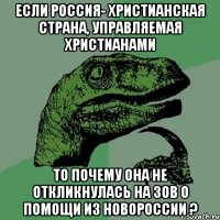 если Россия- христианская страна, управляемая христианами то почему она не откликнулась на зов о помощи из Новороссии ?