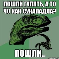 Пошли гулять, а то чо как сукападла? Пошли..