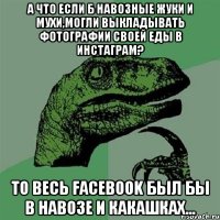 а что если б навозные жуки и мухи,могли выкладывать фотографии своей еды в инстаграм? то весь Facebook был бы в навозе И КАКАШКАХ...