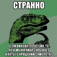 странно Если виновата Россия, то почему Украина скрывает факты о крушении самолета?