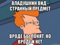 владушкин вид - странный предмет вроде бы понят, но вроде и нет