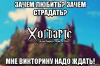 Зачем любить? Зачем страдать? МНЕ ВИКТОРИНУ НАДО ЖДАТЬ!